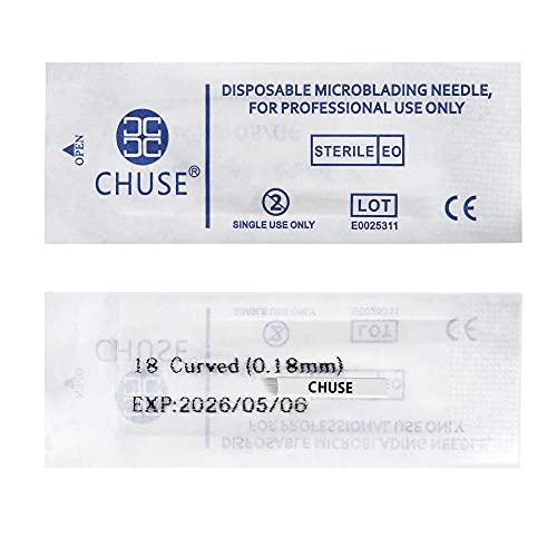 Microblading Needle 0.18mm 18 Sloped Curved Nano Microblade for Eyebrow Tattoo - Beginner & Professional Use