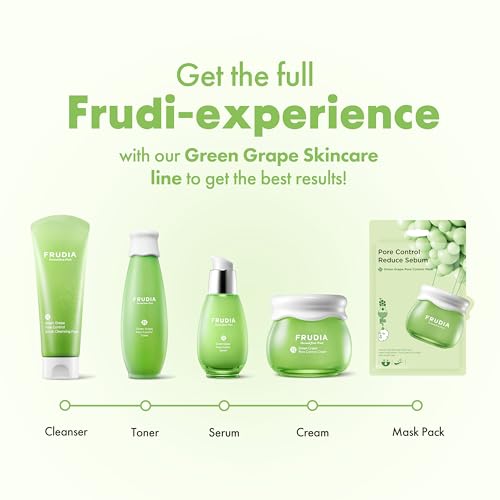 FRUDIA Green Grape Pore Control Exfoliating Face Wash (4.9 oz) ? Korean Facial Cleanser w/Green Grape Seed Scrub & Vitamin E | Korean Skin Care for Pore Control & Deep Cleansing