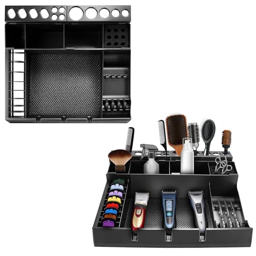 Barber Station Organizer, Barber Clipper Tray Organizer Storage Salon Grooming Station Hairstylist Organizer Clipper Guard Organizer Holder, Detachable Barber Tools Organizer