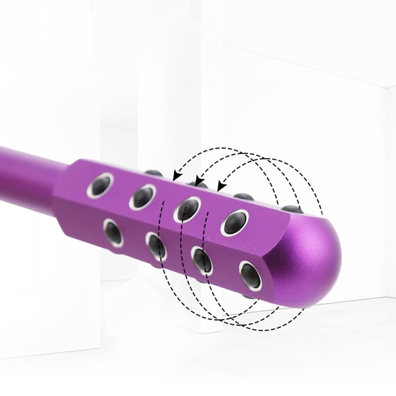 Purple Facial Roller - Uplift Massaging Beauty Tool with 24 Germanium Stones, Portable 7.6" for Face, Eye, Neck, Chin - Variation of THIS listing