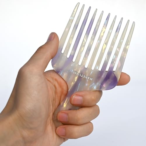 Long-Tooth Afro Hair Comb for Women and Men - 2 Pack White Purple Variation