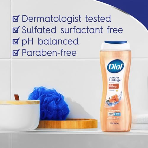 Dial Body Wash Pack of 4 - Silk & Seaberry Hydrating Shower Gel, 21 fl oz