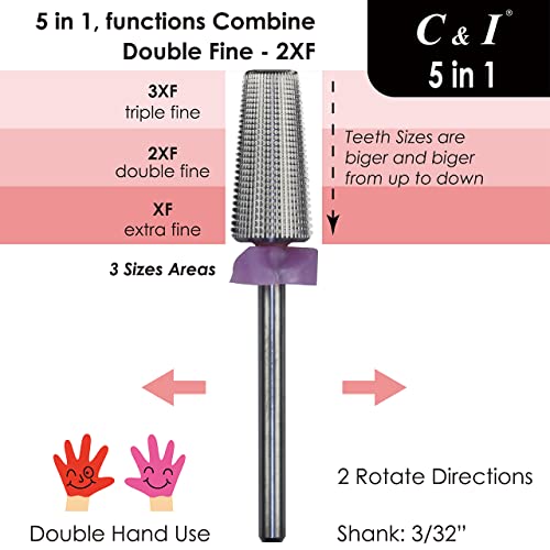 5 in 1 Nail Drill Bit Straight-Cut XXF for Acrylic & Gel Removal