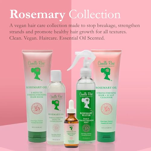 Camille Rose Rosemary Water Spray ? Daily Strengthening Mist with Calming Aloe Vera and Cooling Peppermint Oil for Hair, 8 Oz