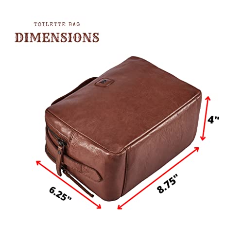 Real Leather Toiletry Bag Dopp Kit for Men Women Travel Shaving Pouch Organiser Double Compartment Cosmetic