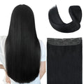 Winsky Real Human Hair Clip-In Extensions 14in #1B - 70g One Piece, Natural Black