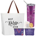 Nurse Gift Set with 20oz Insulated Tumbler Tote Bag and Candles - Purple