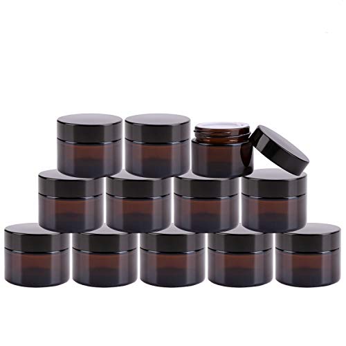 48ml Amber Glass Cosmetic Jars with Lids - 2 oz Pack of 40