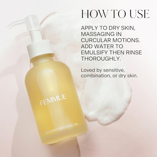 FEMMUE Brilliant Cleansing Oil (4.23 oz) | Luxurious Camellia Oil Face Cleanser & Gentle Makeup Remover | Hydrating and Moisturizing Korean Skincare | Fortifies Skin Barrier