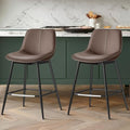 VASAGLE Set of 2 Coffee Brown Counter Height Bar Stools 24.8" with Backrest