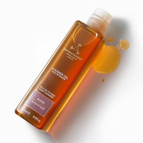 Aromatherapy Associates Rose Shower Oil. Soothing Blend of Rose, Geranium and Palmarosa Essential Oils to Cleanse, Nourish and Moisturize (8.45 fl oz)