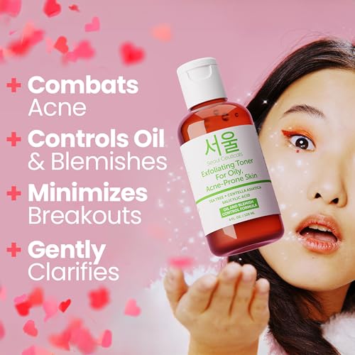 SeoulCeuticals Korean Toner for Oily Acne Prone Skin ? Korean Skin Care Tea Tree Toner for Face ? Facial Toner Centella Asiatica, Salicylic Acid. 4 FL OZ