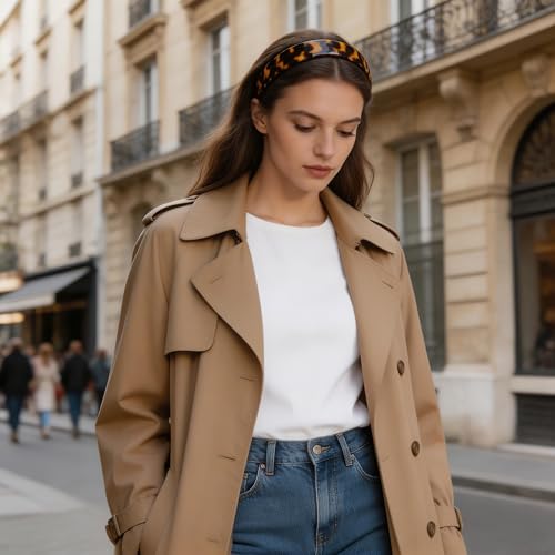 Tortoise Shell Wide Headband for Women, Non-Slip Acetate Hair Band with Teeth - Classic Tortoise Style (Tortoise)