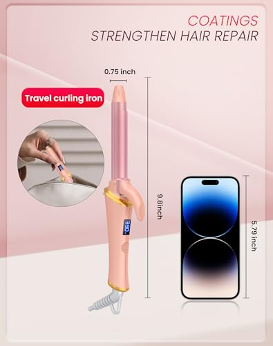 Mini Curling Iron 3/4 Inch for Beach Waves & Natural Curls, Dual Voltage, Pink