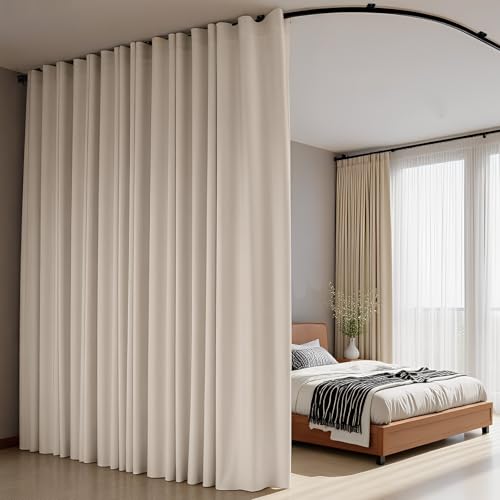 Beige Flexible Ceiling Track Set for Room Divider Curtains 120"W x 96"H