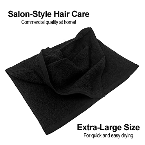Cotton Salon Towels 16x27 Inches, Ultra-Absorbent & Machine Washable, 24 Pack for Hair, Spa, Gym & Home