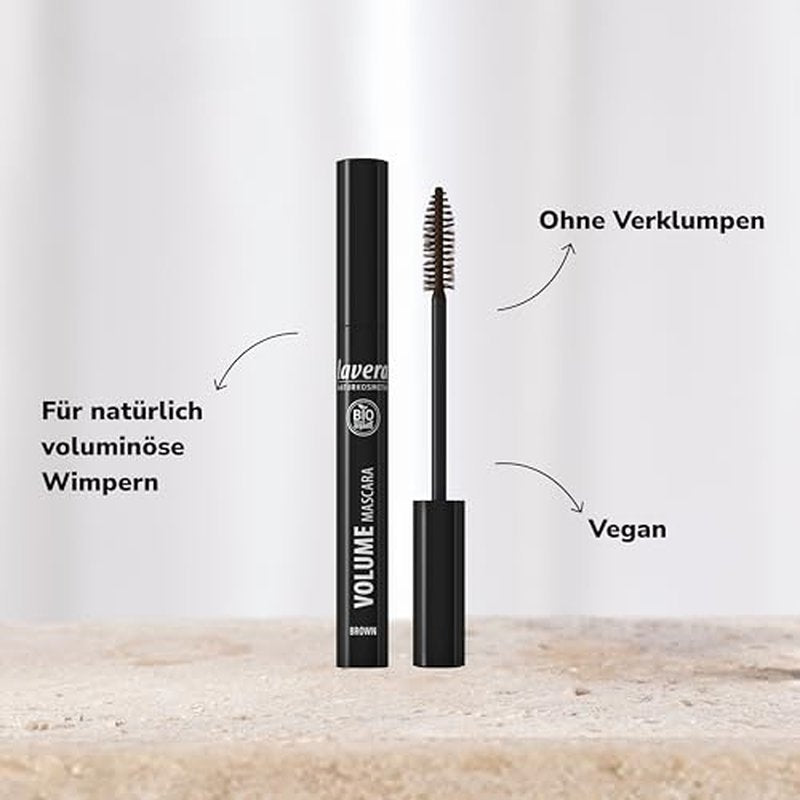 lavera Volume Mascara - Black - Voluminous Mascara with Shea Butter & Sunflower Oil for Lang Lasting Results - Eye Make Up - PETA Certified - Vegan - Made in Germany - Black - 0.3 Fl Oz