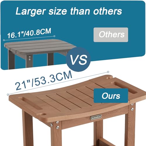 Brown Waterproof Poly Shower Stool with Handles & Adjustable Feet - Heavy Duty Bathroom Bench for Shaving & Seating