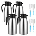 4Pcs 68Oz Insulated Coffee Carafes Set Double Walled Stainless Steel Keeps Hot 12H Cold 24H With Brushes