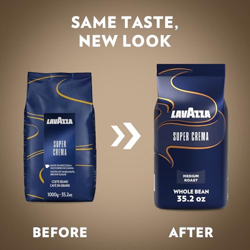 Lavazza Super Crema Espresso Whole Bean Coffee Pack - Hazelnut Brown Sugar Variation, 3 x 2.2 lb Bags