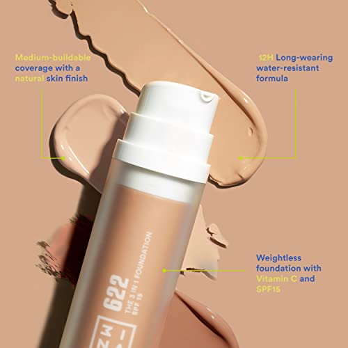 3INA The 3-in-1 Foundation ? Liquid Foundation with SPF 15 ? 12-Hour, Light to Medium Coverage ? Skincare, Concealer, Coverage in One ? 616 ? 1.01 oz