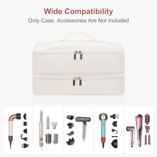 Travel Case Compatible with Dyson Airwrap id, Double-Layer Carrying Case Compatible with Dyson Airwrap Styler and Attachments, Portable Storage Bag for Shark Flexstyle/Flexfusion