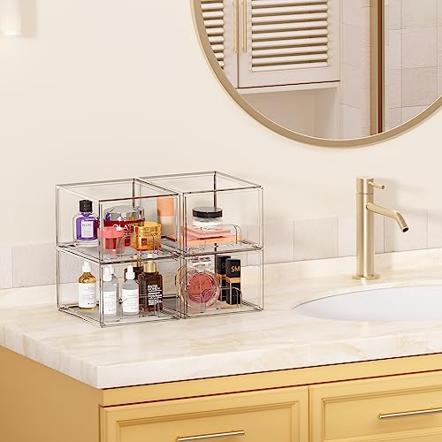 Vtopmart 4Pack 4.4''Tall and 2Pack 12'' Wide Stackable Makeup Organizer Storage Drawers Set