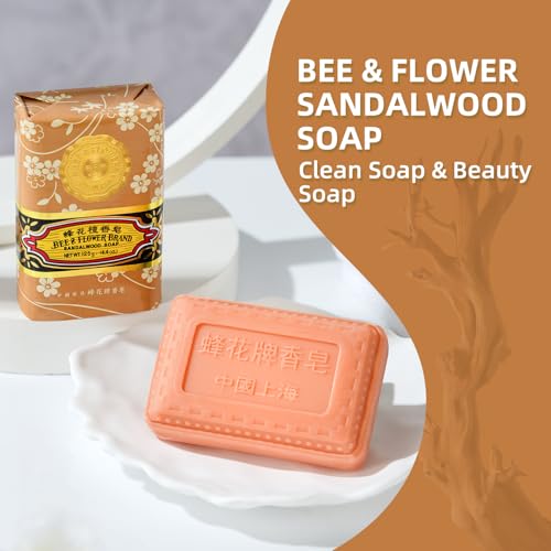 Bee & Flower Soap Bar Sandalwood Soap Moisturizing Bath Bar Soaps Nourishes Your Skin 4.4 oz(Pack of 4)