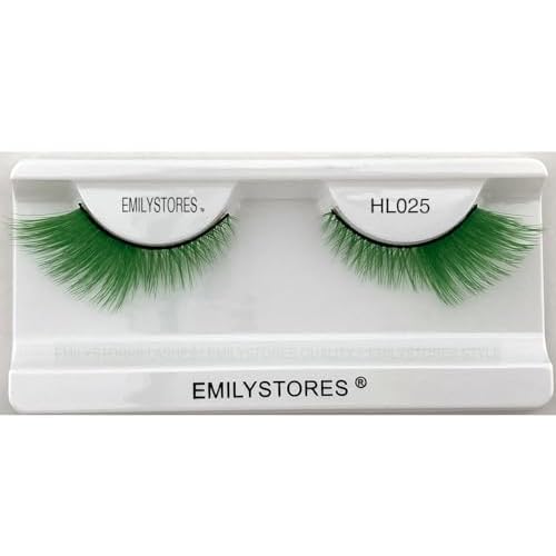 Halloween False Eyelashes Neon Green Black-Red Yellow Dramatic Costume Lashes 1 Pair for Halloween Costume Makeup (Green)