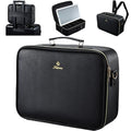 Large Makeup Bag with LED Mirror - Travel Cosmetic Train Case for Makeup Artists, Black