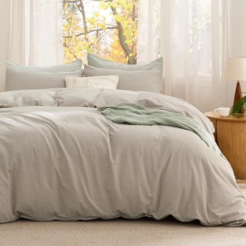 Linen Cotton Comforter Set King Size Prewashed Cozy & Soft - Linen Color