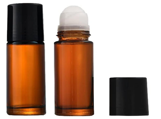 WsjiaboFux 2Pcs Brown 50ml Glass Essential Oil Roller Bottles Refillable Roll on Bottles Empty Deodorant Bottle Containers Rollerball for Fragrance Roller Refillable Containers Accessories