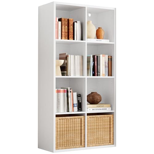 IRONCK White 8-Cube Reversible Storage Organizer - Multi-Use Bookshelf & TV Stand