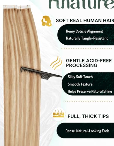 RUNATURE Blonde Tape-in Hair Extensions 12 Inch 20Pcs #18AP60 - Light Blonde