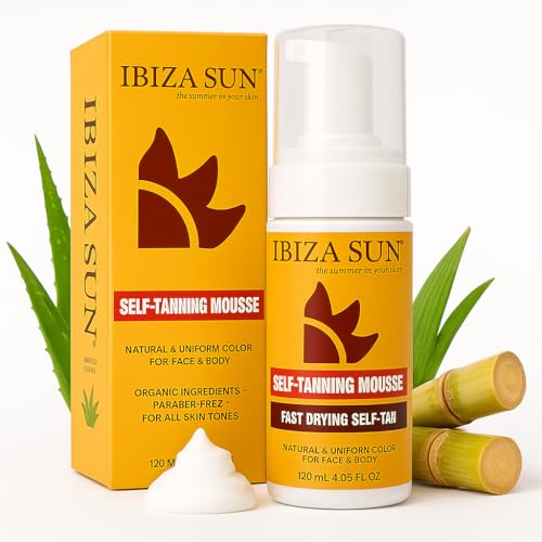 Self-Tanning Mousse with Organic DHA + Aloe Vera, Quick Dry, Paraben-Free, Vegan & Cruelty-Free, Natural-Looking Tan for Face & Body