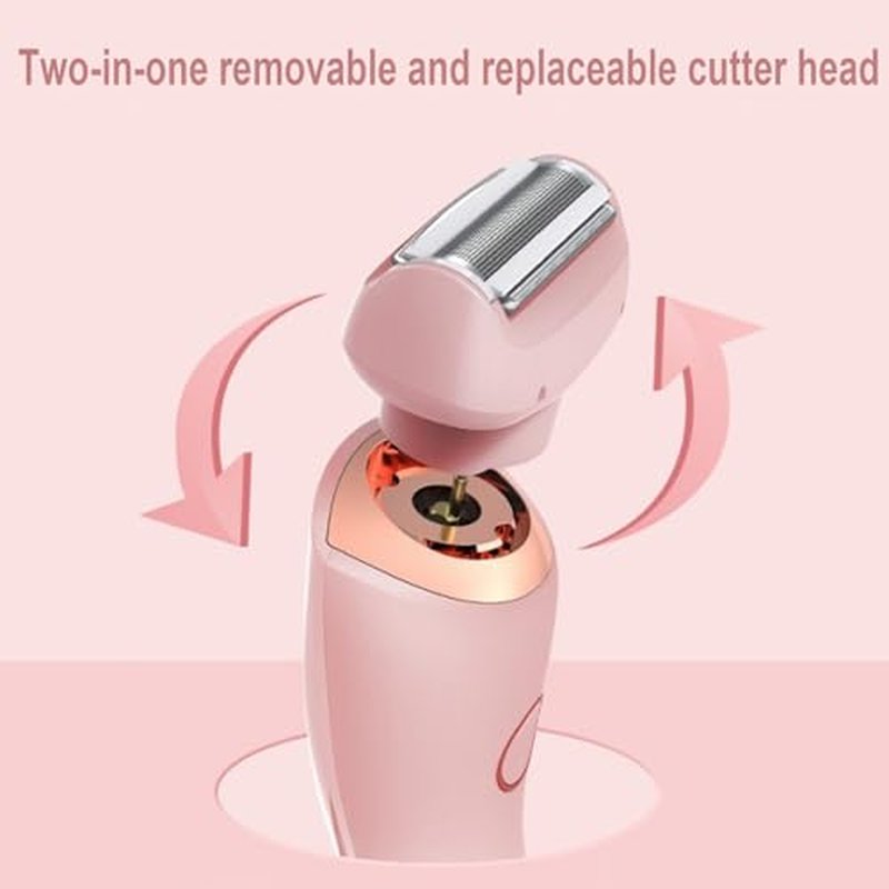 2 in 1 Elegance Portable Electric Shaver for Women - Wet & Dry Use for Armpit, Private Parts, Legs, Arms (Pink)