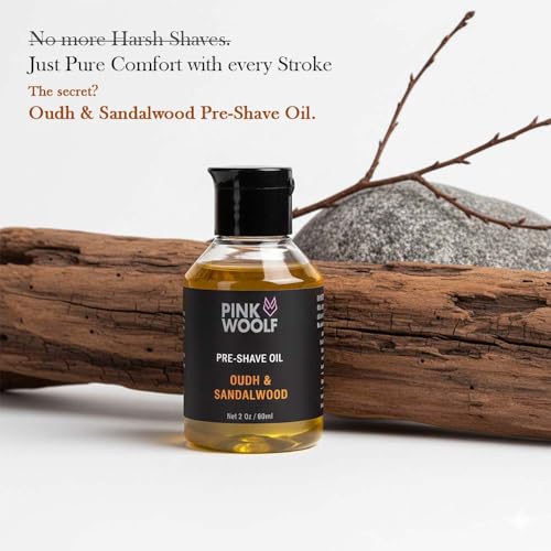 Pre Shave Oil for Men ? Shave Prep for Smooth Razor Glide ? Preshave Treatment Reduces Razor Bumps & Irritation ? For Electric & Manual Razors ? OUDH & SANDALWOOD ? 2 Fl Oz