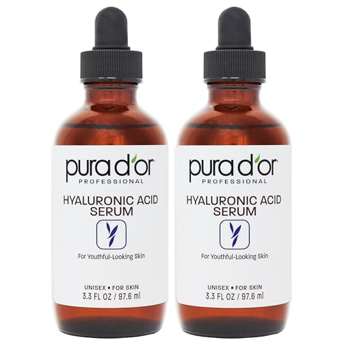 Hyaluronic Acid Facial Serum for Deep Hydration 3.3oz Pack of 2 – Skin Plumping & Anti-Aging