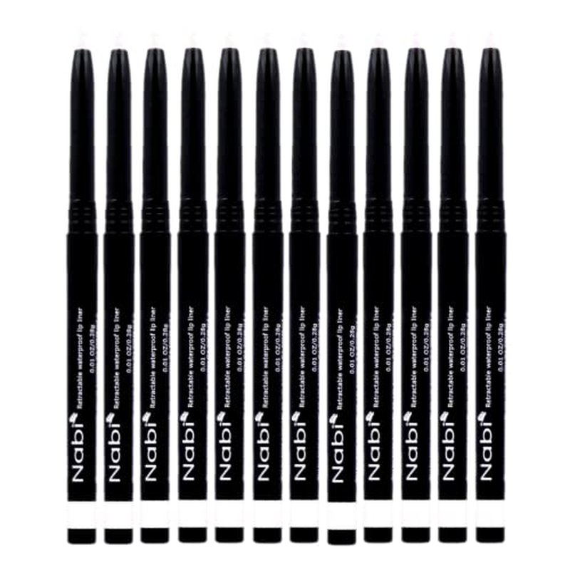 Beauty Spot (12pcs) Nabi Retractable Waterproof Eyeliner Pencil - Long Lasting Fade Resistant Formula - Quick Makeup Remover (White)