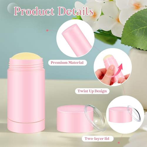 30 Pcs Pink DIY Deodorant Containers 30ml with Twist Bottom & Clear Plastic