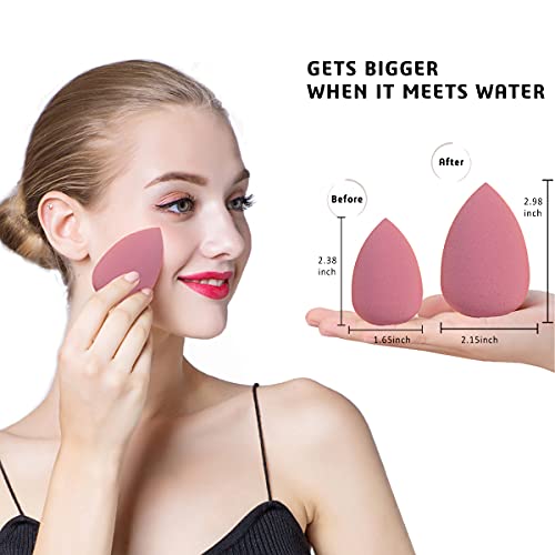 8 Pcs Makeup Sponges Blender Set & 2 Holder - Beauty Sponge Foundation Blending Blender with 1 Sponge Holder and Egg Case, Flawless for Cream, Powder and Liquid