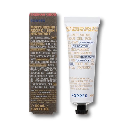 KORRES Athenian Grooming Mattifying Moisturizer for Men with Salicylic & Hyaluronic Acid, Lightweight Pore-Minimizing Face Cream, Silicone-Free, Vegan, 1.69 fl oz