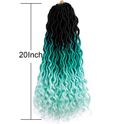 20 Inch Faux Locs Crochet Hair 5 Pack - Ombre Green Curly Braids, Light Green