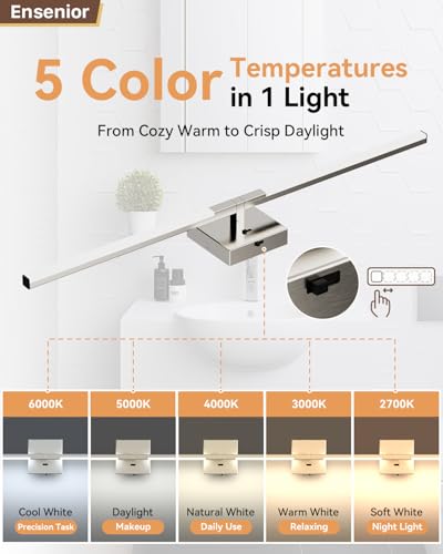 32-Inch Brushed Nickel Modern Bathroom Vanity Light with Built-in Dimmer - 5 CCT