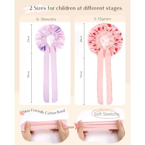 YANIBEST 2 PCS Toddler Bonnet Silk Satin Bonnet for Kids Sleeping Cap Curly Natural Hair Kids Bonnets for Girls Boys
