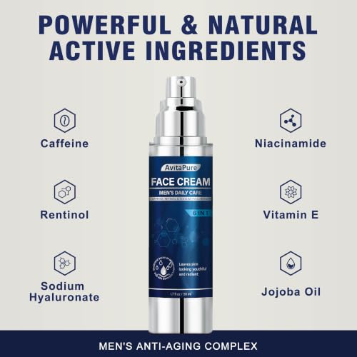 Men's 6-in-1 Face Moisturizer & Anti-Aging Cream - 1.7 Fl Oz Pack of 2