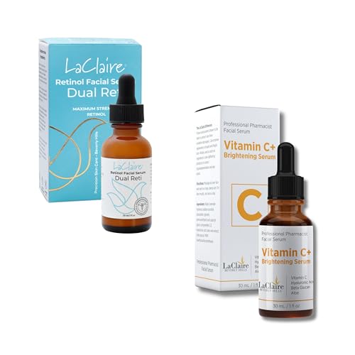 Skincare Duo: 1 Unit of Retinol Face Serum + 1 Unit of Vitamin C+ Serum, Anti-Aging, Brightening, Firming, Smoothing, 30 ml Each
