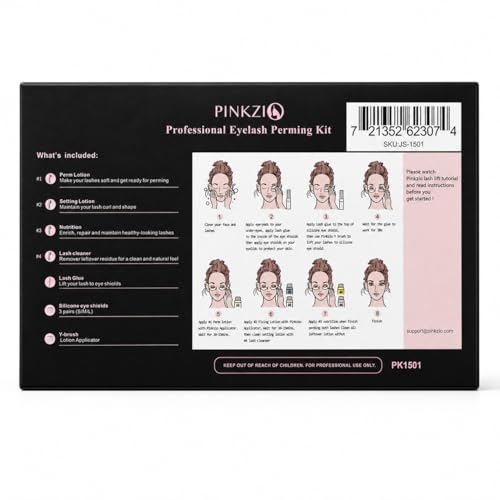 PinkZio Professional Lash Lift Kit for Semi-Permanent Eyelash Curling - Includes Silicone Pads, Suitable for Salon & Home Use - Pink