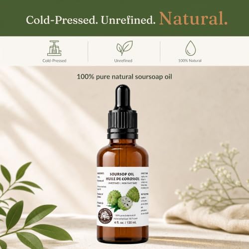 Virgin Soursop Oil 4oz - Pure Cold-Pressed Moisturizer for Dry & Sensitive Skin