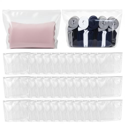 Bokon 100 Pcs Small Toiletry Bags Bulk, 7.09 x 9.84 Inches Clear Cosmetic Makeup Bags with Zipper Travel Pouches for Women Waterproof Transparent PE Storage Organizer for Swimsuit Bikini Vacation